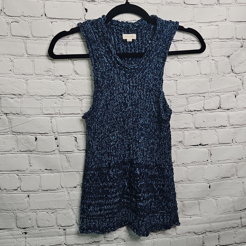 Pilcro Anthro Blue Knit Tank Top Size Small EUC